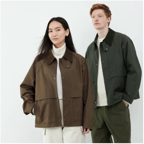 Uniqlo Jackets & Blazers - Uniqlo Utility Short Blouson Barn Jacket with Corduroy Collar - Brown - Medium